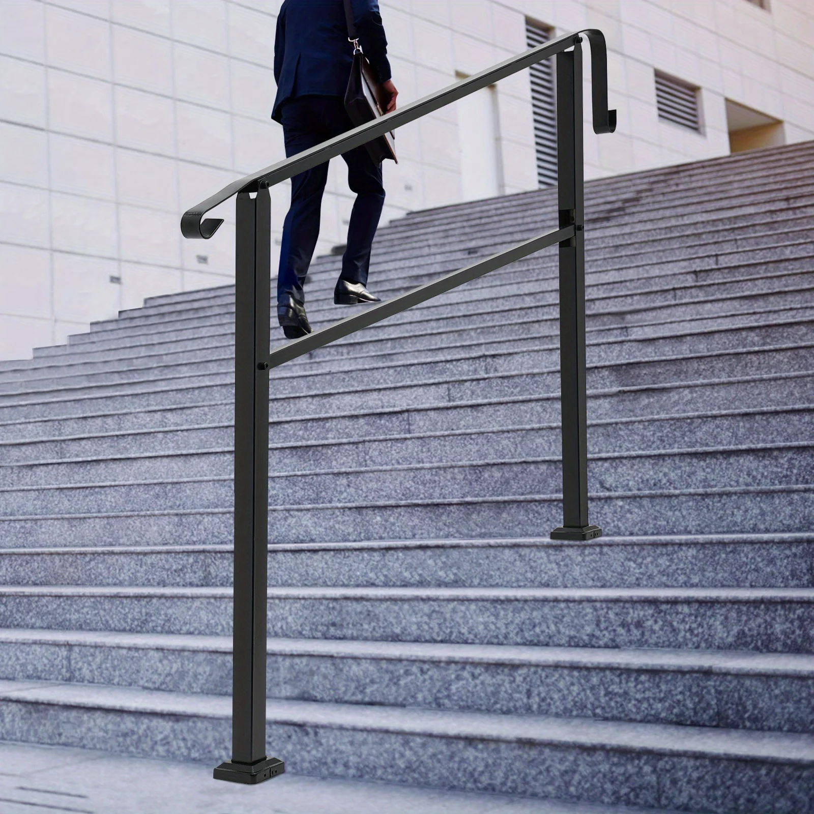درابزين من الخشب الأسود بطول 5 أقدام - درابزين أمان قوي للسلالم والشرفات الخارجية، سهل التركيب