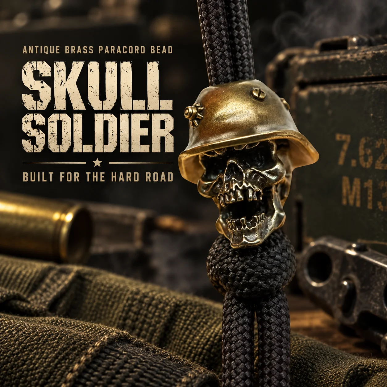 Skull Soldier Bullet Helmet Brass Paracord Beads Knife Beads EDC Outdoor Punk DIY Bracelets Woven Lanyard Pendants Accessories