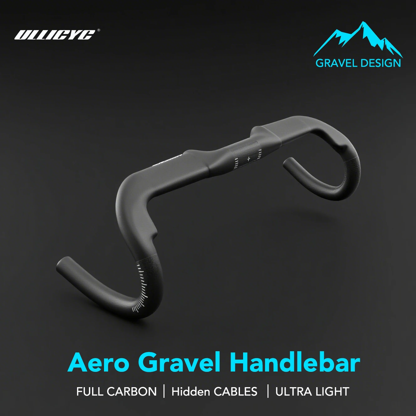 Manillar de grava Aero ULLICYC T1000, 340mm/360mm/380mm, negro mate, enrutamiento medio interno, manillar de grava para bicicleta de carretera, ciclocross