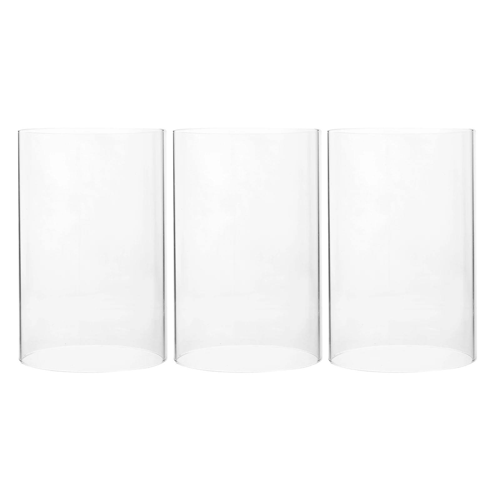 

3Pcs Glass Holders Transparent Cylinder Chimneys Bottomless Hurricane Cover Windproof for Wedding Centerpiece Home Decor