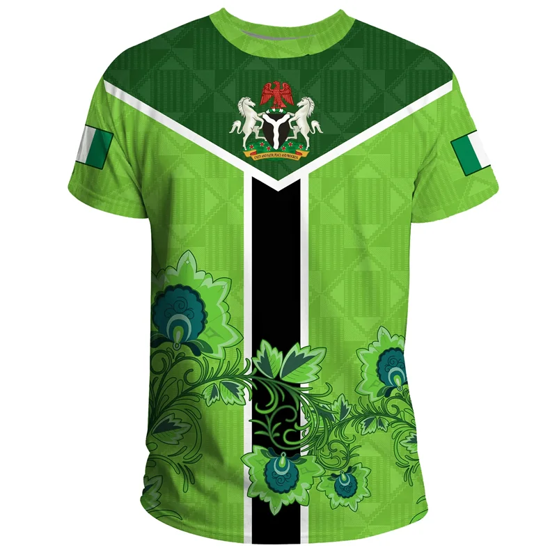

Nigeria Coat Of Arms T Shirt Man Summer 3D Printed Oversized T Shirt Casual Tops Street Sports Short Sleeved Oversized T Shirt