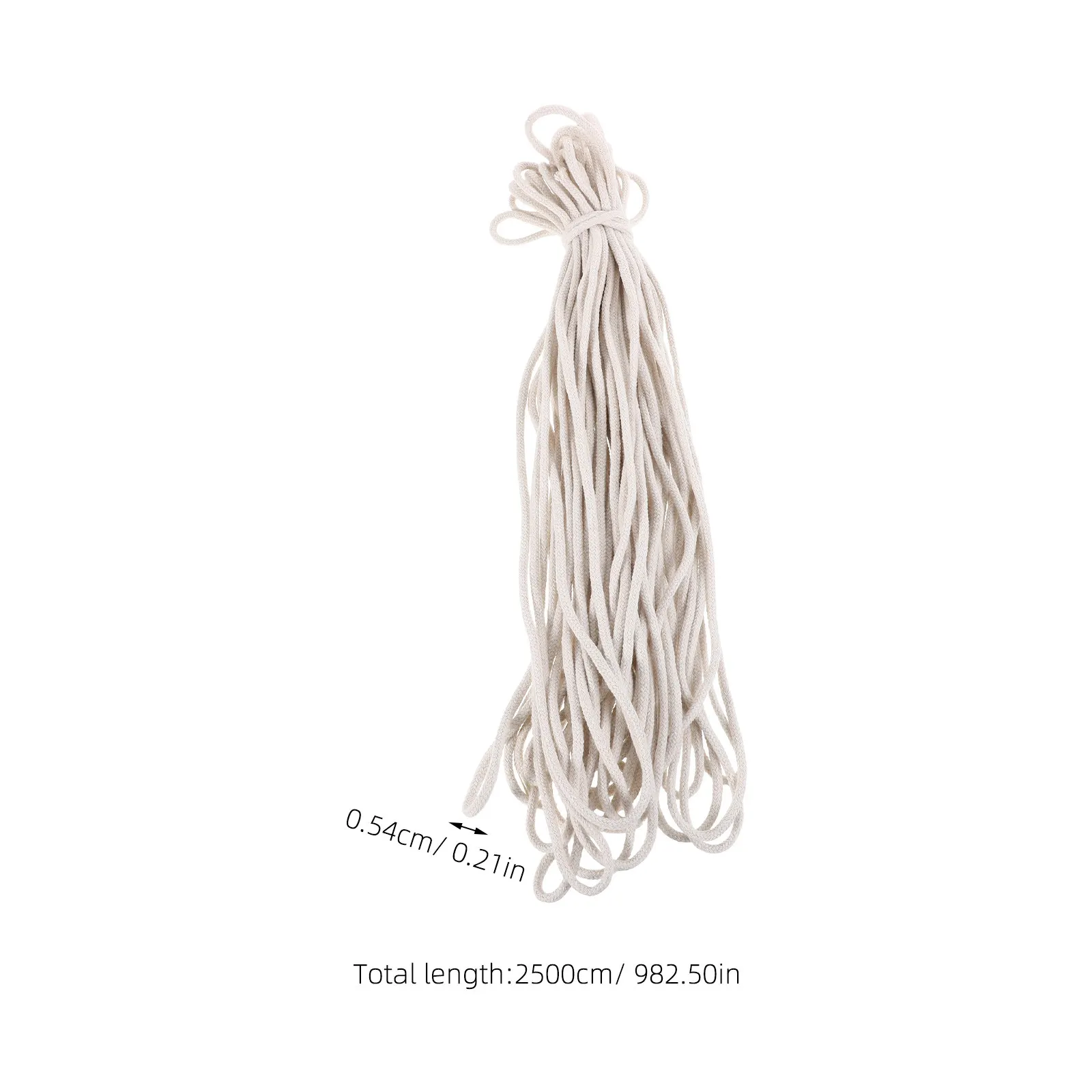 White Cotton Braided Rope 25 M Hand Woven Absorbent Core for Tent Flagpole Support Outdoor Camping Heavy Duty Rope