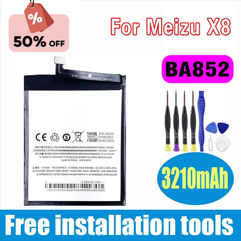 3210mAh BA852 Mobile Phone Battery for Meizu X8 High Quality Replacement Batteries Lithium Polymer Bateria