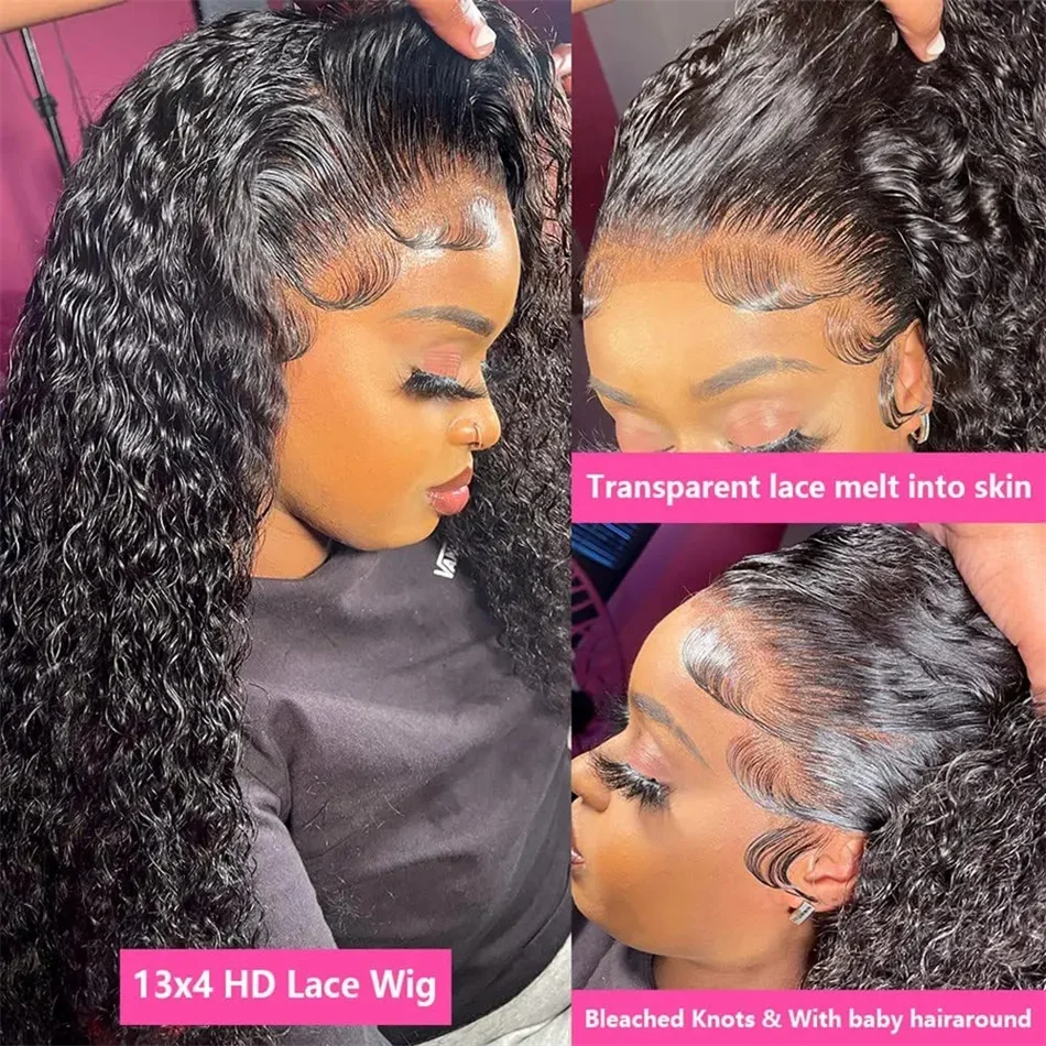 200 Gęstość 30 38 cali 13x6 Hd Lace Frontal Wig Deep Water Wave Human Hair 13x4 Curly Lace Front Human Hair Wigs 100% dla kobiet