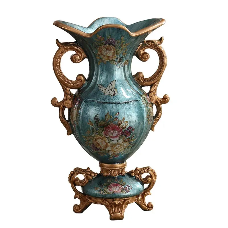 High-end luxury European vase ornament, living room flower arrangement, hotel office flower arrangement