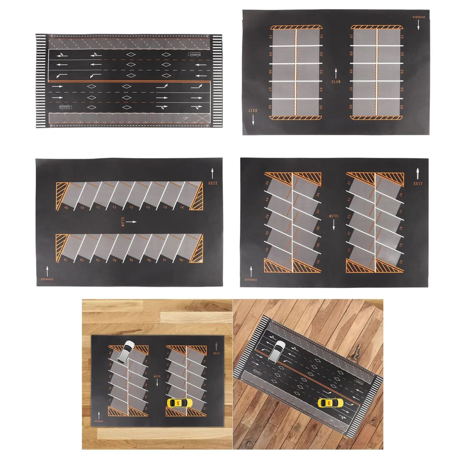 다이캐스트 자동차 차고 지하 차고 자동차 장면 매트, 모델 차량 배치용 롤링 데스크탑 플레이 매트, 1/64 체중계 주차장