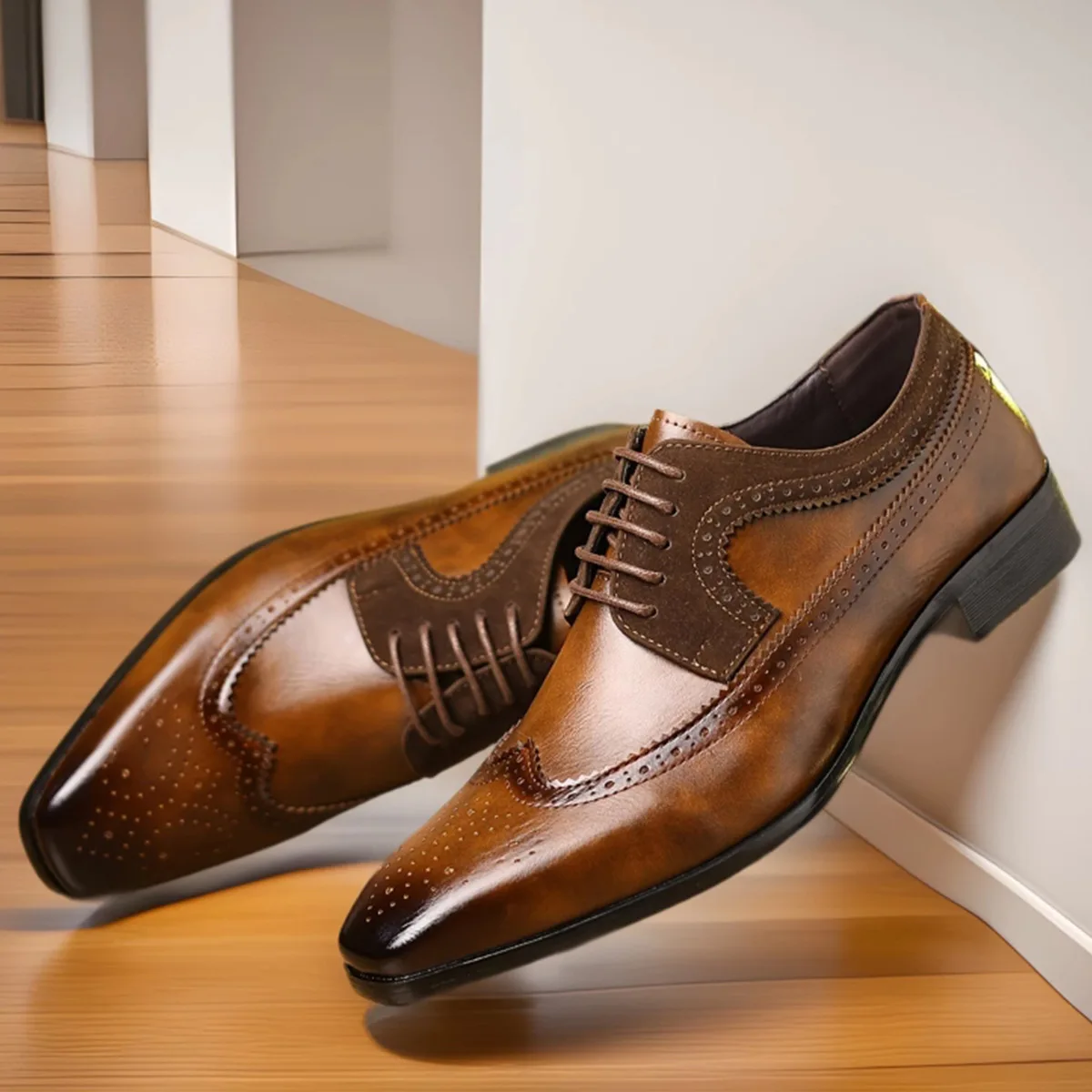 

Men's British-style retro carved business leather shoes, high-end formal wear, wedding shoes and dress shoes