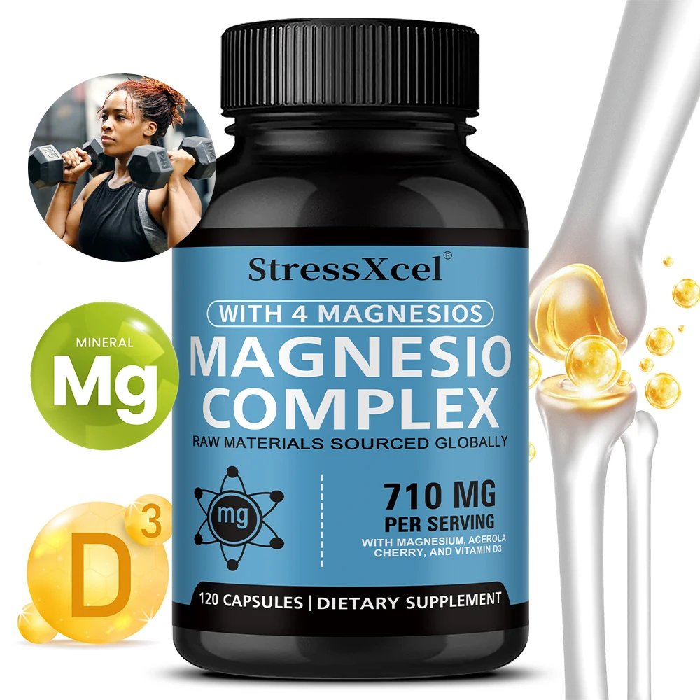 4-in-1 Magnesium Complex – Promotes Healthy Bones, Supports Nerve & Muscle Function, Sleep Heart Health, Non-GMO, Gluten Free