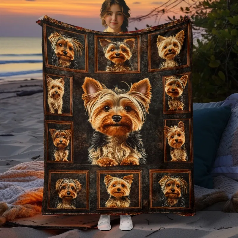 1 Stück Polyester-Überwurfdecke mit Yorkshire-Terrier-HD-Druck für Wohnmobile – weich, leicht und vielseitig für Reisen, Camping