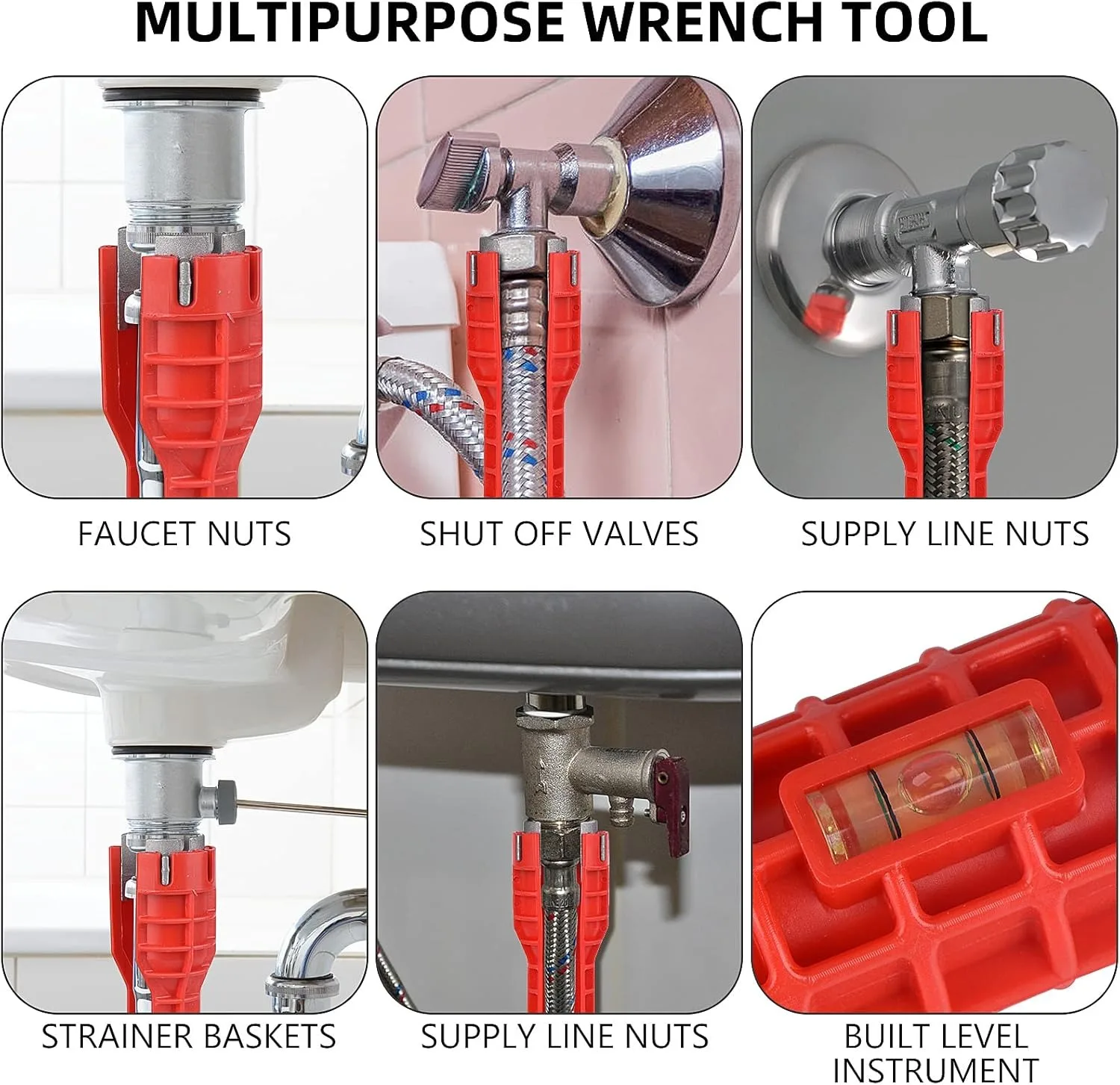 14 In 1 Sink Faucet Wrench Plumbing Repair Handle Tool,Double Head Multi-Functional Spanner Installer Wrench Tool for Bathroom