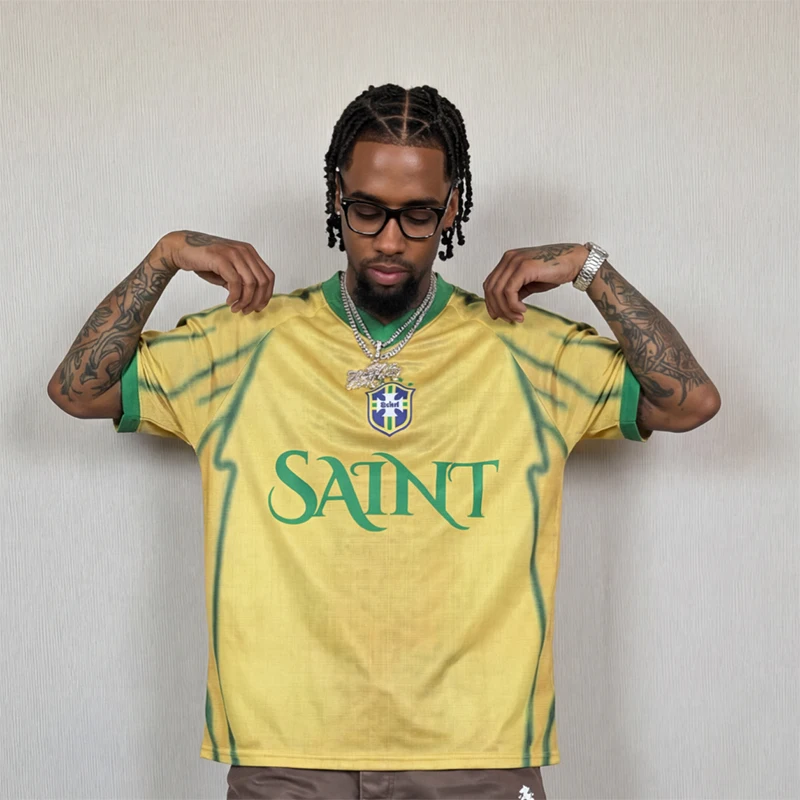 SAINT T-shirt Summer Men Women Versatile Jerseys Street Hip-hop Style Sports Short-sleeved Tee Shirts view 3