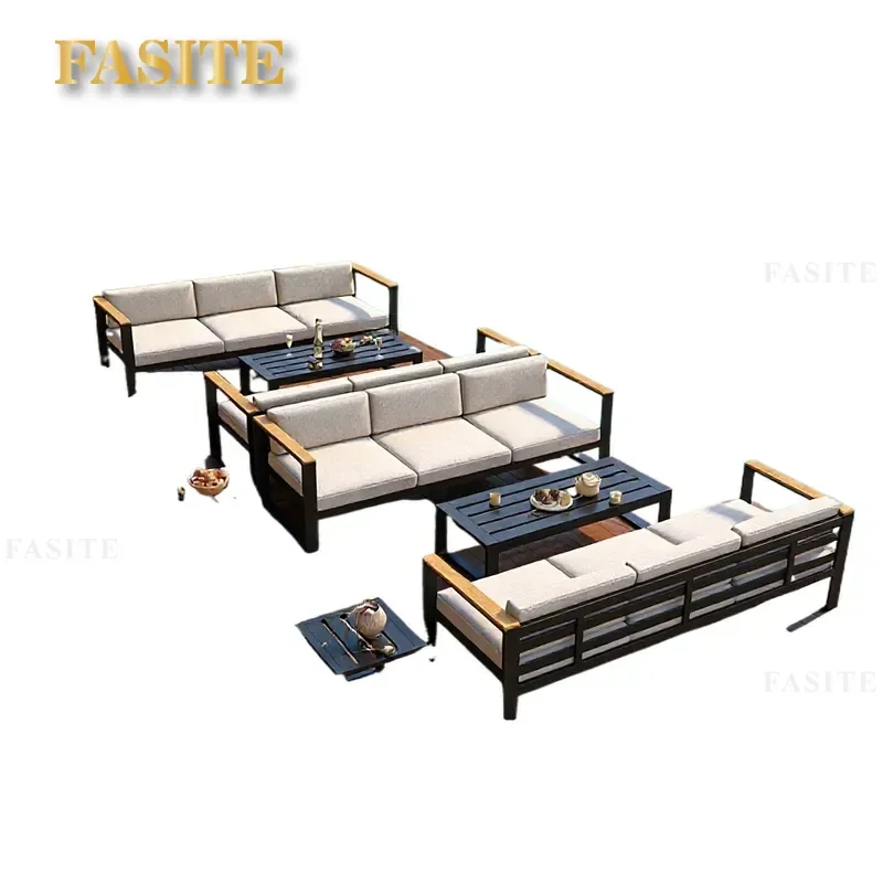For Garden Furniture Sunscreen Aluminum Alloy Outdoor Sofa Villa Terrace Leisure Combination Set Weather Resistant Durable