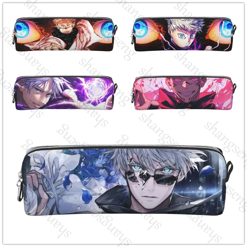 

Leather Zipper Pencil Box Multifunctional Stationery Storage Bag Student Study Supplies Gift Anime Jujutsu Kaisen Gojo