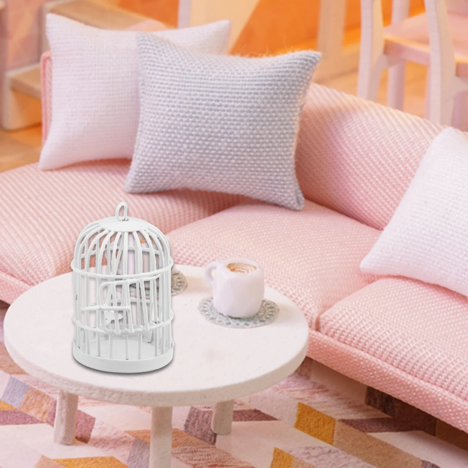 

2Pcs Miniature Iron Wire Birdcage Vintage Hanging Small Decorative Bird Cage for Dollhouse Fairy Garden DIY Home Decoration