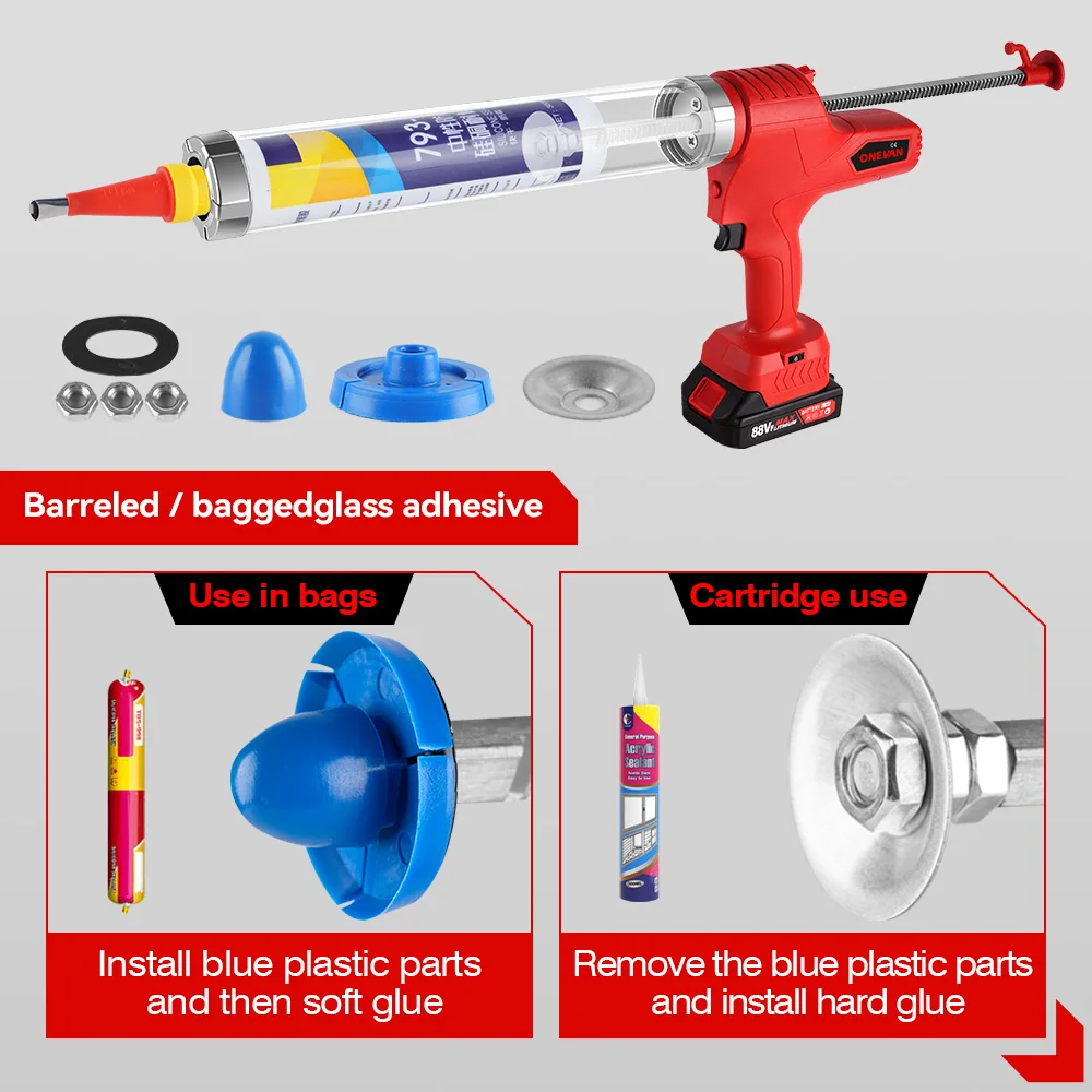 Pistola de pegamento eléctrica inalámbrica ONEVAN, pistola de calafateo de vidrio eléctrica multifunción, herramienta selladora de pegamento