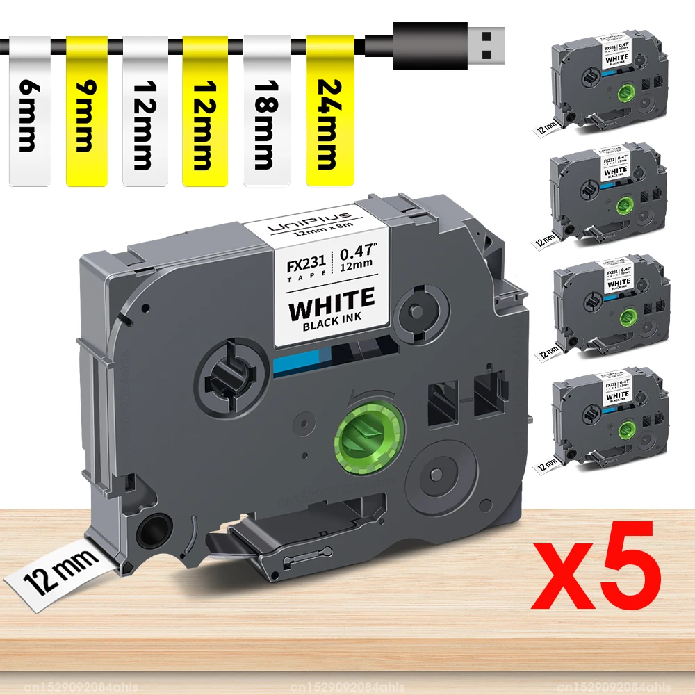 

5PK FX231 FX241 FX221 FX631 Label Sticker Compatible Brother Label Tape TZe Flexible ID Tape for Brother Labeller P Touch PTH110
