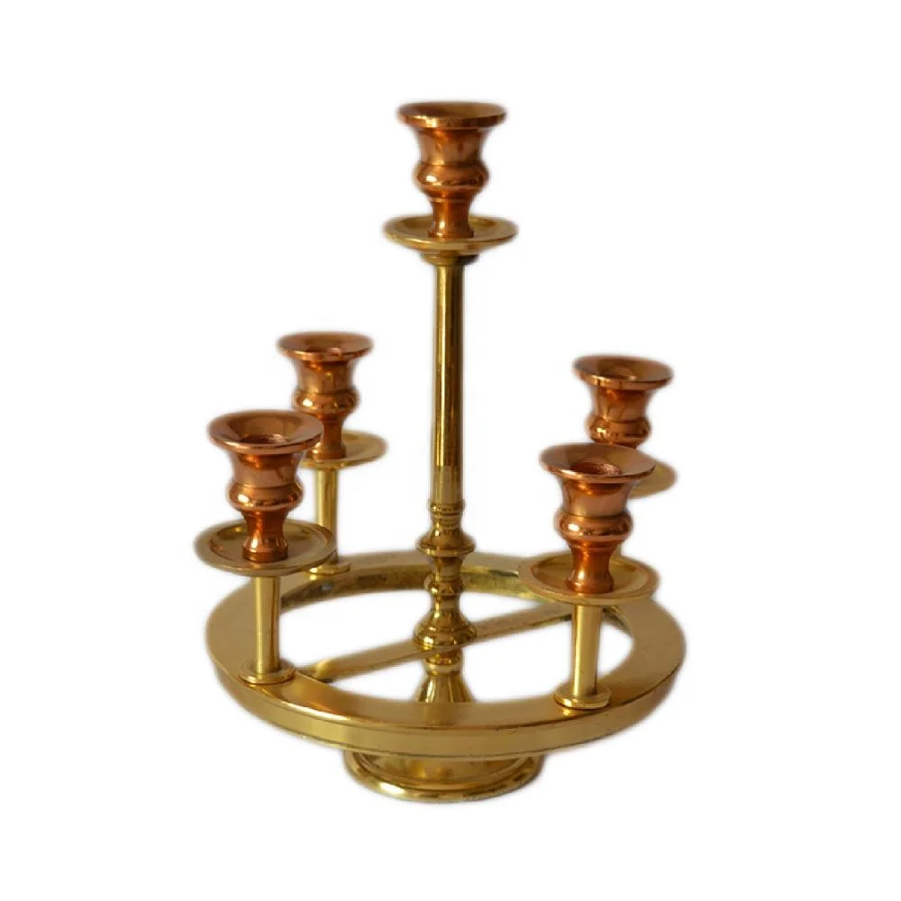 2021 Design Candle Holder 5-Branches With Rounded Base Copper/Brass Shiny Classic Unique Candlestick