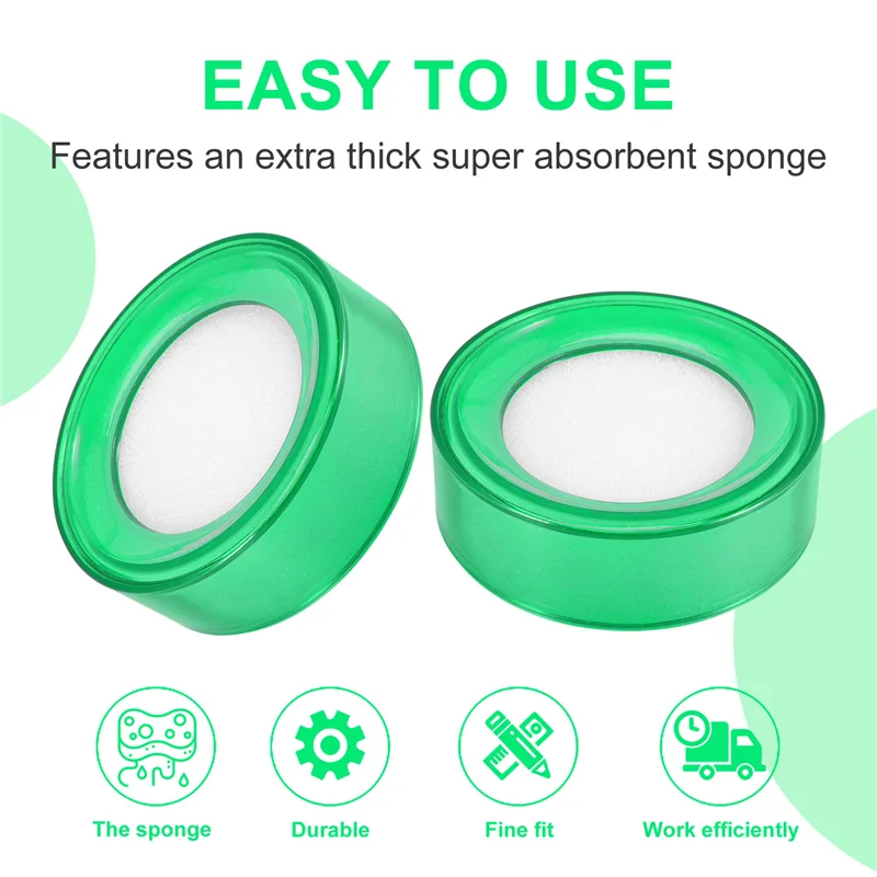 ABFN- Green Plastic 7Cm Dia Sponge Finger Wet Money Cashier 2 Pcs