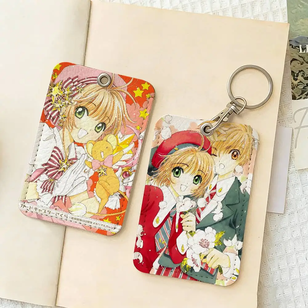 Cardcaptor Sakura Art Gift Crafts Home Decor  PU Soft Leather Rectangular Key Card Holder Elevator Protection card holder