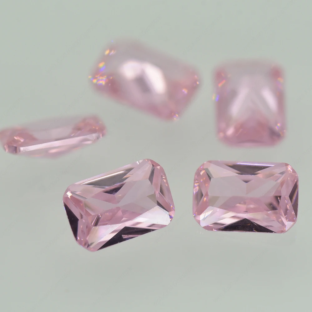 Loose Cubic Zirconia CZ Stone Pink Color Octangle 4x6~13x18mm Synthetic Gems DIY for Jewelry DIY for Jewelry