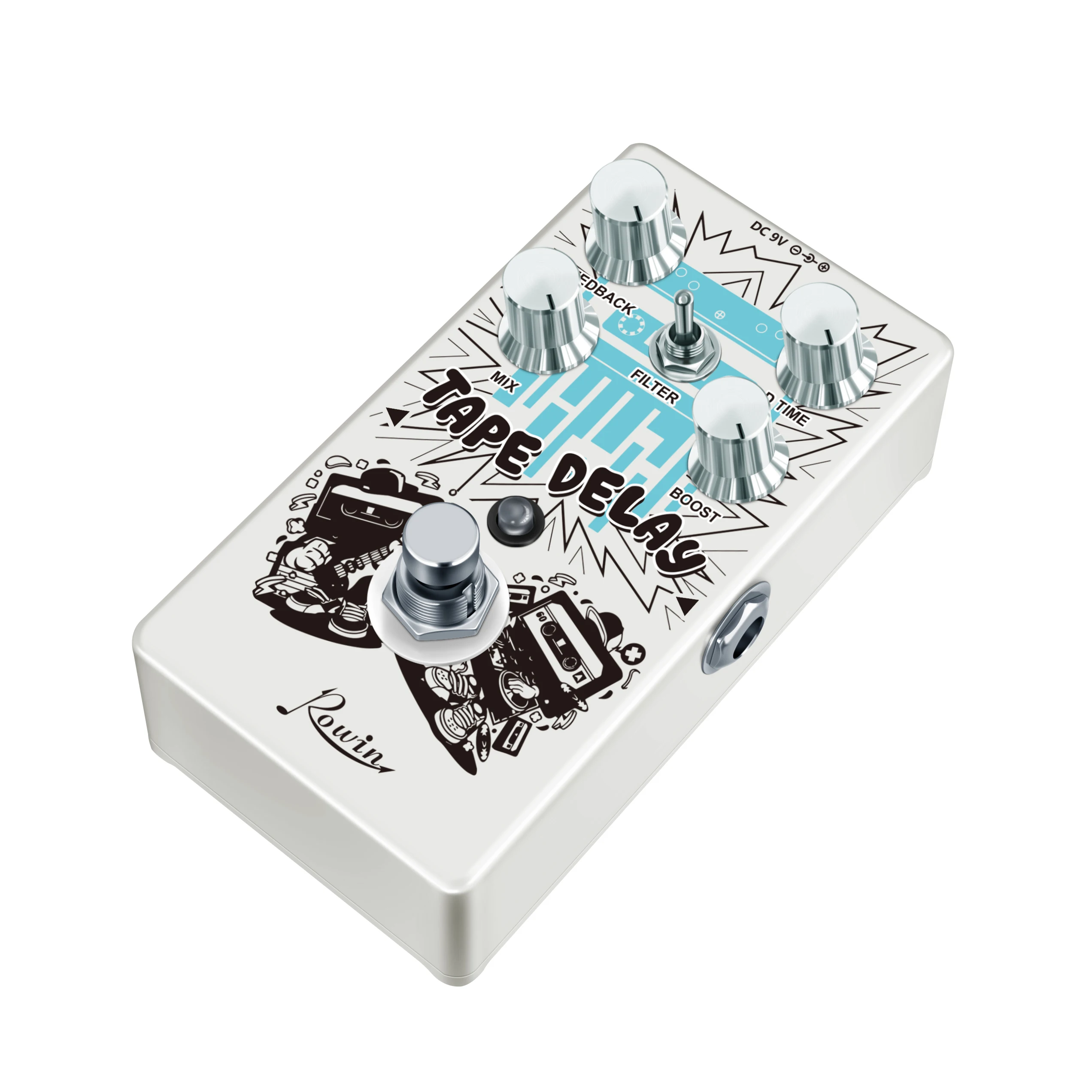 ROWIN RE-01 Tape Delay Guitar Effect Pedal with Reverb Boost Effect Pedal Combined Combined With Bass Effects Wide Range Delay