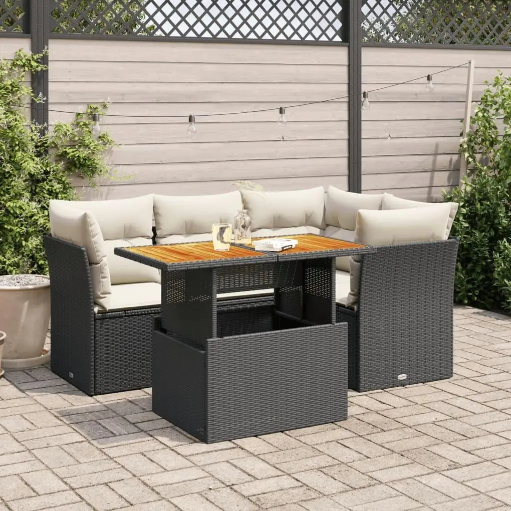

Elegant Garden Sofa Set in Black and Cream White Outdoor Furniture for Patio and Backyard Relaxation