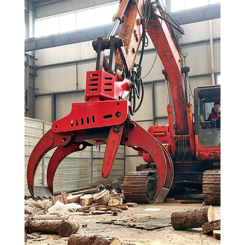 Hydraulic Wood Grapple Saw,360 Degree Rotating Grab Saw with Powerful Gripping Force Cutting Trees Clamp Saw for 5-10t Excavator