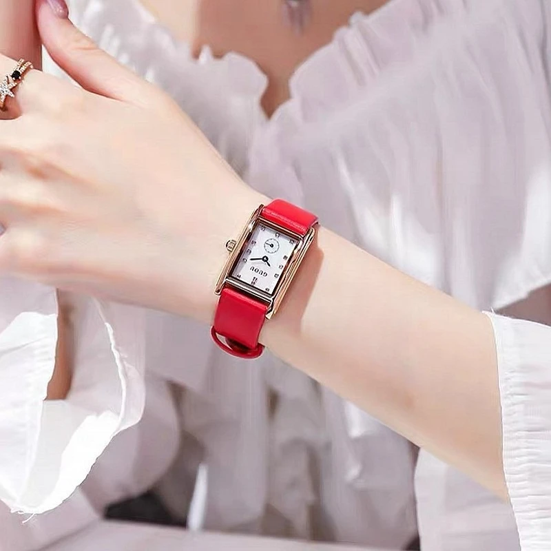 Elegant Women'S Watch, Rectangular Case With Korean-Style Strap, Fashionable Watch For Women, A Perfect Gift For Ladies.