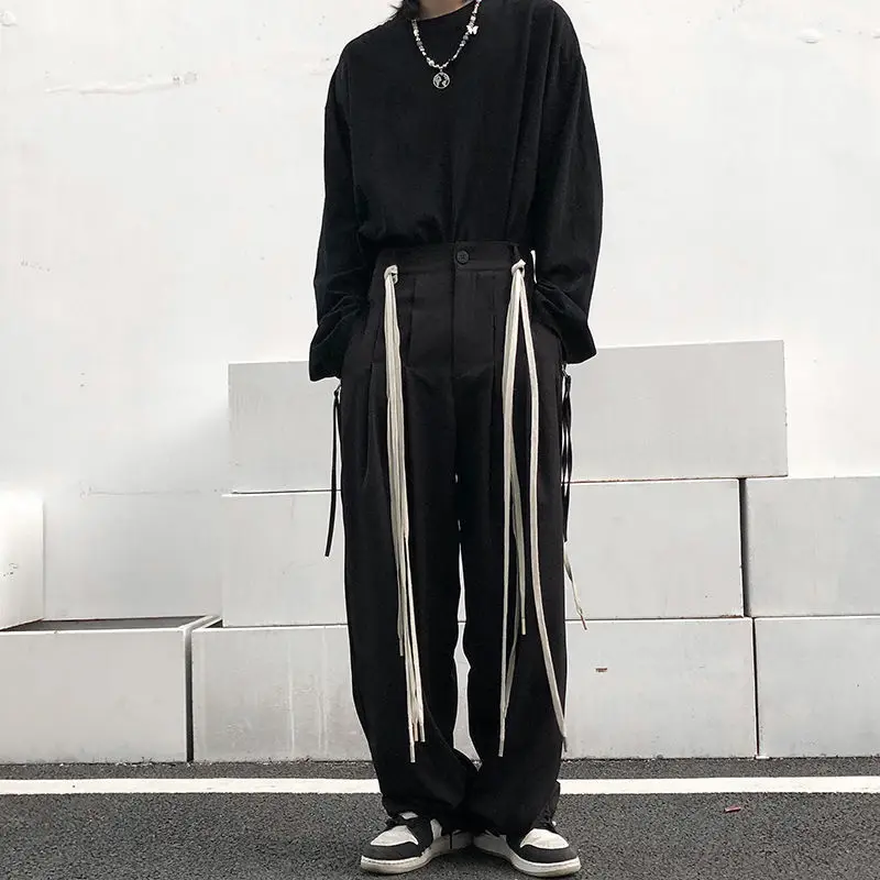 Pants 2022 New Spring Autumn  Gothic Casual  LOOSE Tassels Full Length Streetwear Unisex Pants Euro-America Style