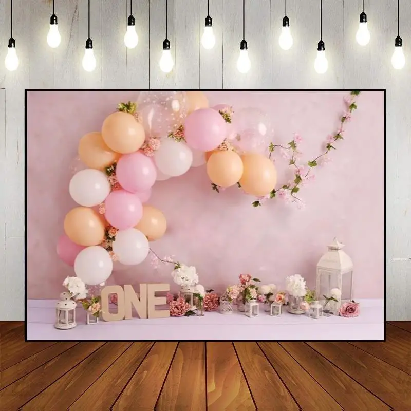 

Decoration Party Backdrop Custom Wall Baby Shower Photography Boy Girl Happy 1th Birthday Banner Photo Ice Cream Background