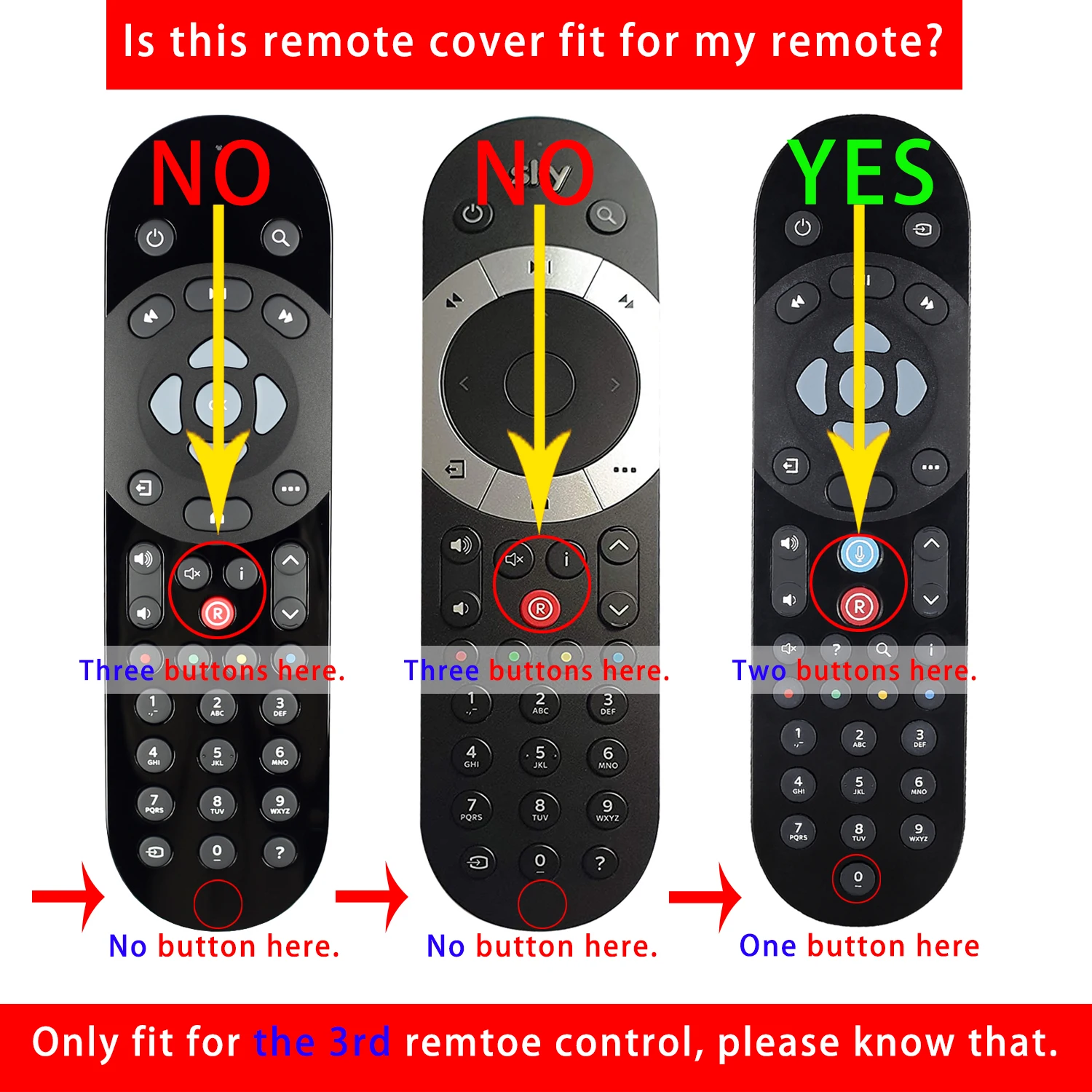 Protective Silicone Remote Control Case Only for SKY Q TV 3rd Generation Shockproof Anti-Slip Protector Cover