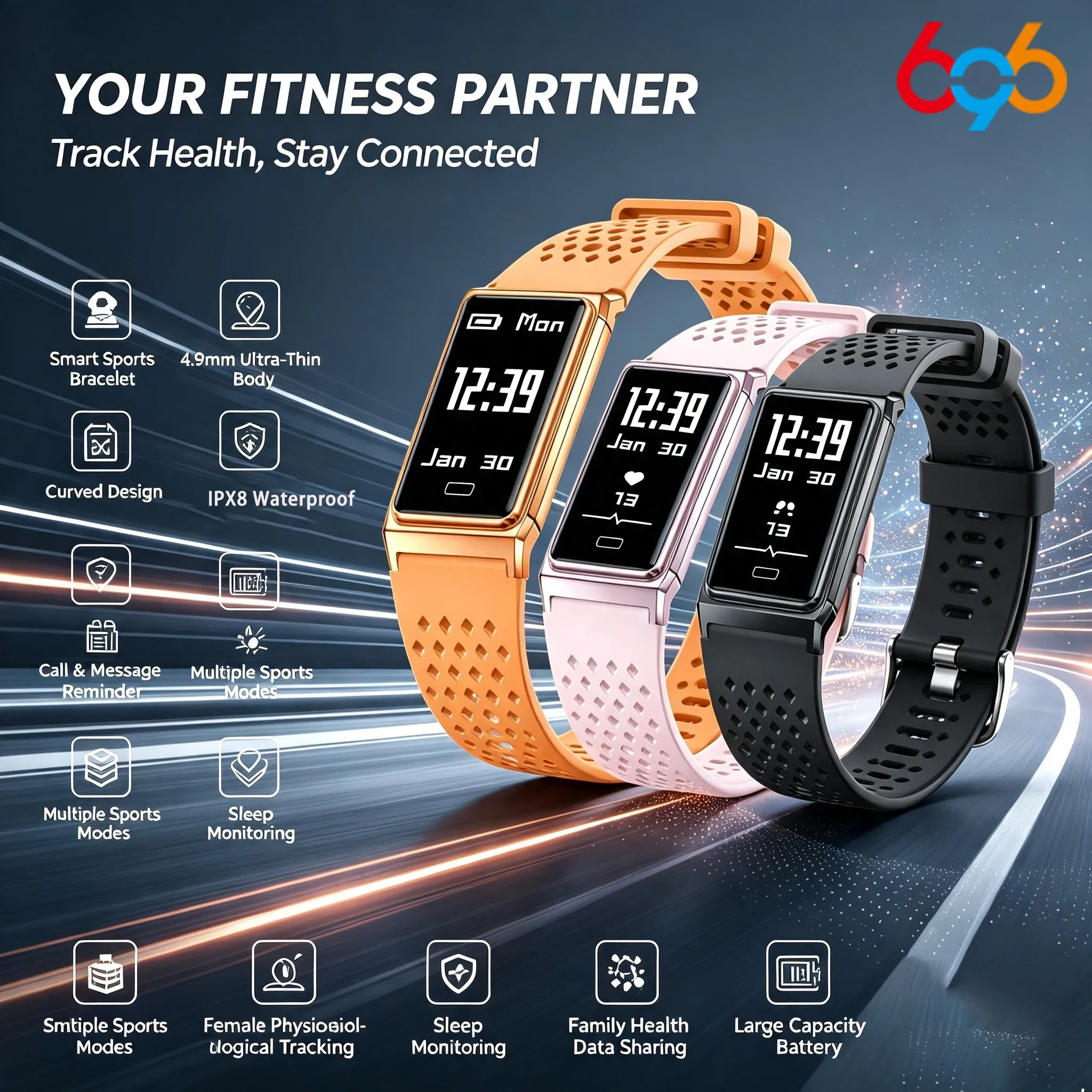New Ultra-thin Body Health Protection Multiple Sport Mode Sleep Physiological Monitoring Family Health Data Sharing Waterproof
