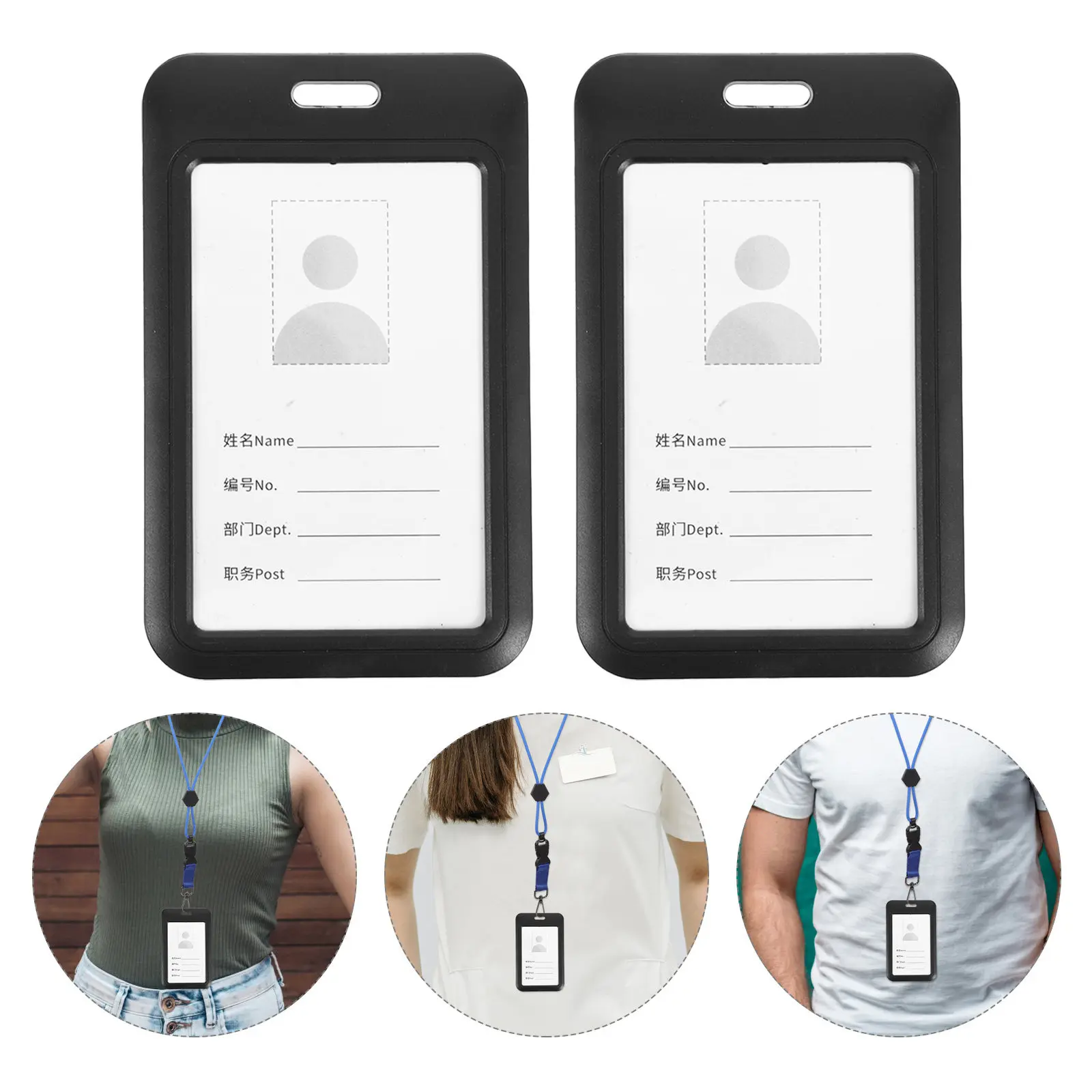 

4Pcs Plastic Id Card Holder with Transparent Window Vertical Badge Sleeve for Lanyards Heavy Duty Work Id Badge Case