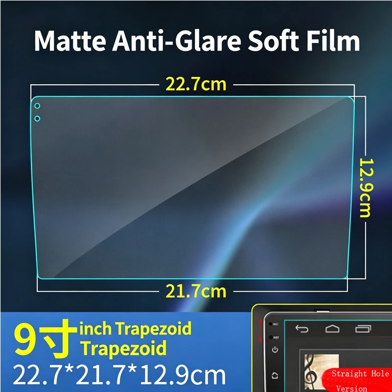 Blendfreier, mattierter Schutzfilm für den Auto-Navigationsbildschirm, trapezförmige Armaturenbrett-Displayfolie für 9/10,1/10,2 Zoll Zentralsteuerungs-Touchscreen