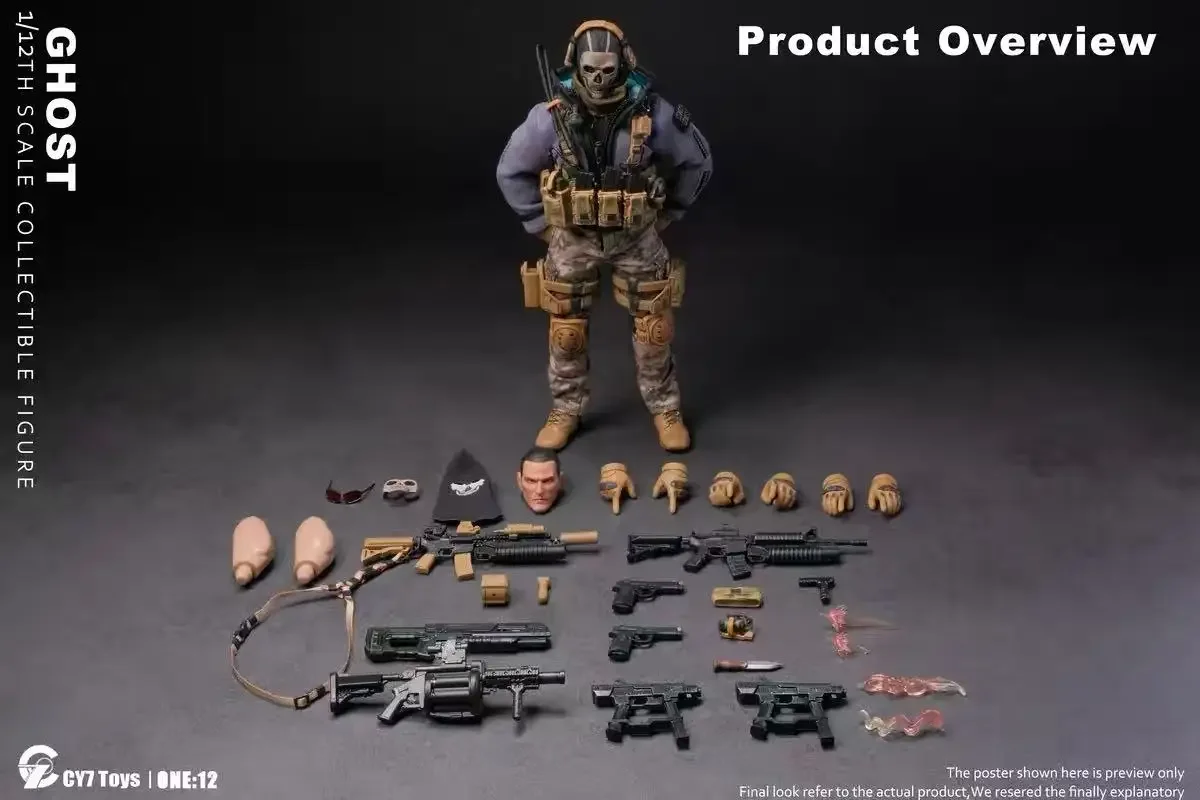 CY7 TOYS 1/12 Scale Collectible Figure Ghost Mini Military War Collection Dolls Full Set 6Inch Male Soldier Action Figure Model