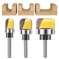 3pcs Dish Carving Router Bits 1/4inch 6mm 8mm Shank Bowl Tray Template Set Ball Bearing Woodworking Tool
