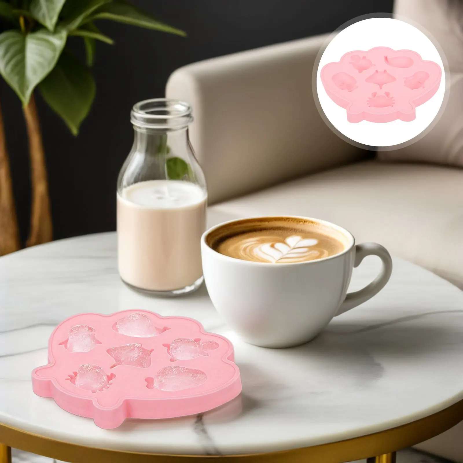 6 Grids Silicone Ice Cube Tray Ocean Themed Sea Animal Shapes Easy Release Reusable Tray Freezer Kitchen Cocktails Whiskey Party