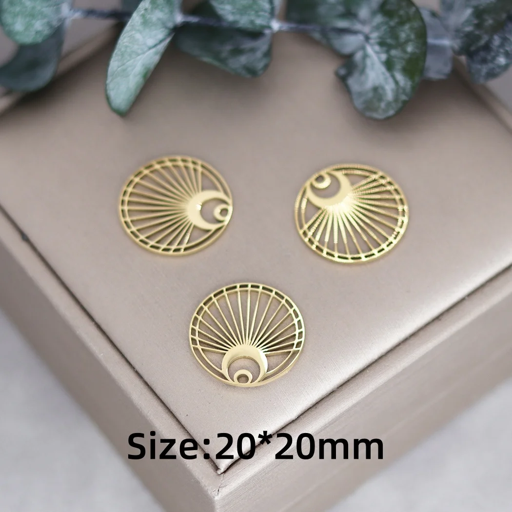 3pcs Moon Evil Eye/Compass Star Sun Charms Stainless Steel Gold Plated Pendant DIY Craft Tassels Earring Necklace Jewelry Making
