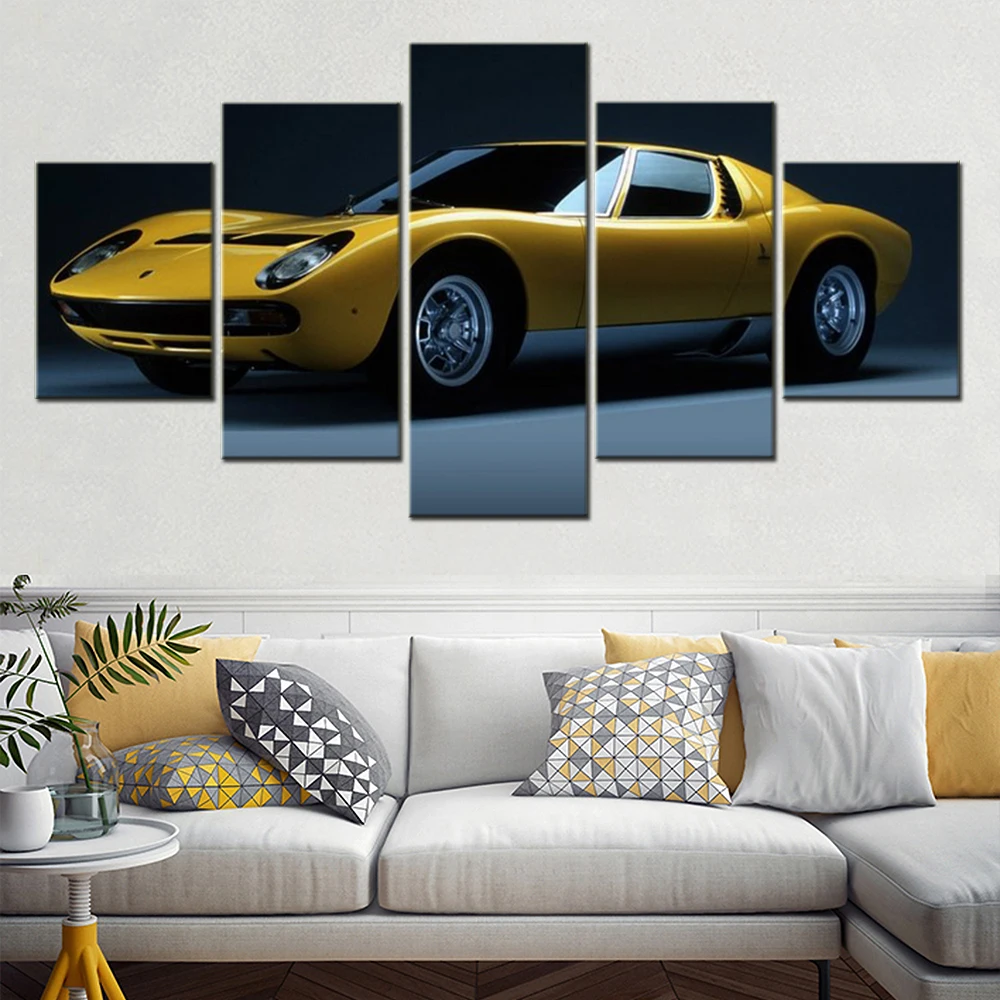 5 Pieces Canvas Wall Arts Poster Painting Sports Car Performance Land Vehicle 904 Supercar Home Decor Picture Print For Bedroom