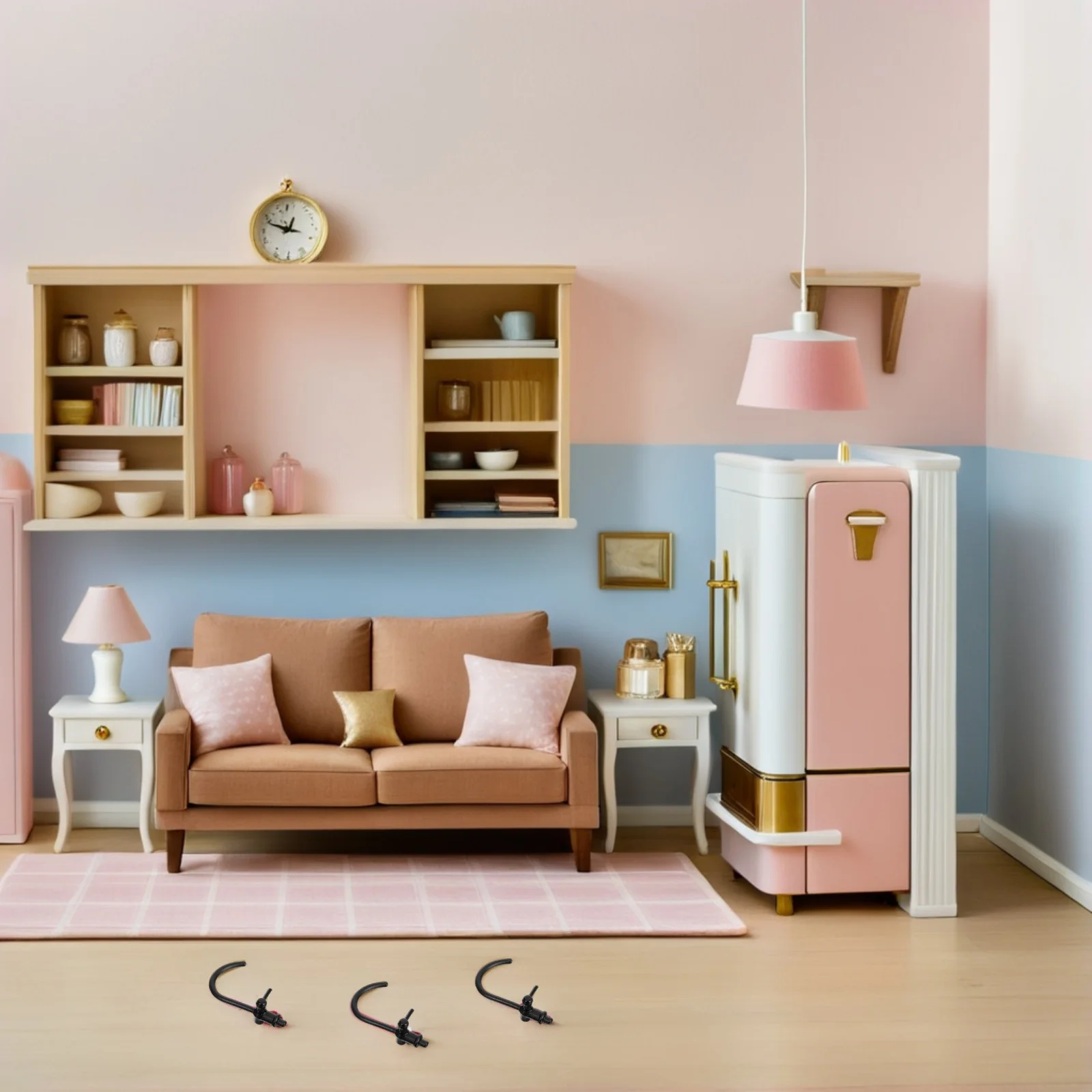 5 Peças de Torneira Miniatura em Escala 1:12, Torneira Misturadora para Decoração de Cena de Banheiro e Cozinha, Torneiras Realistas em Liga Metálica