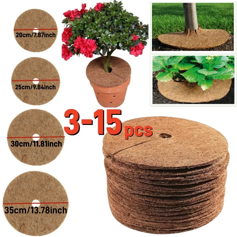 3-15pcs Plant Pot And Potted PlantMats | Round Coconut Fiber Mats | FlatMats | Potted Plant Protective Mats In Various Sizes