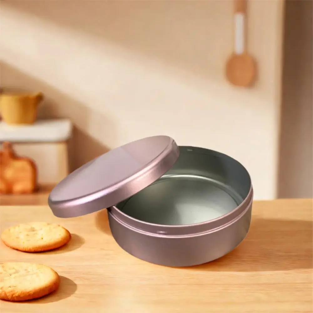 

3Pcs Multifunctional Tinplate Tea Cake Tin Round Simple Cookie Storage Boxes 3 Color Candy Biscuit Packaging Box for Home