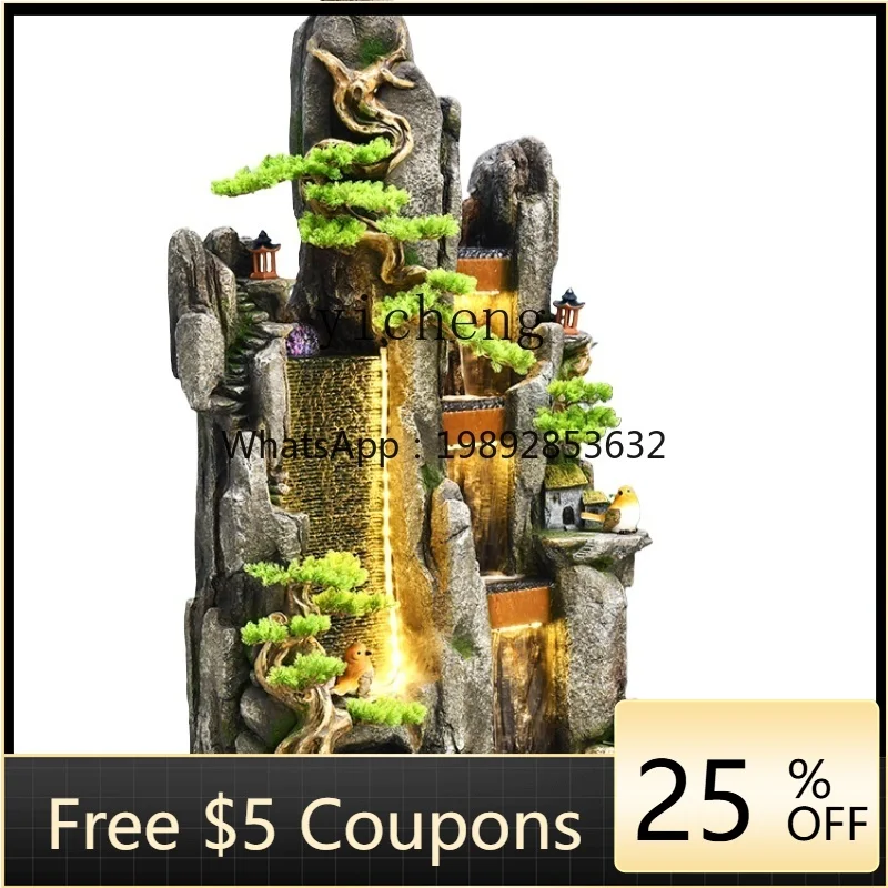 Large Floor Artificial Mountain and Fountain Circulating Water Decoration Lucky Garden Balcony