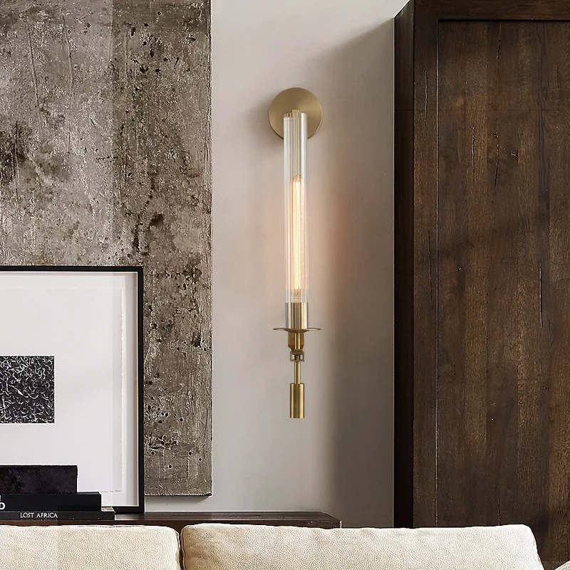Nordic Creative Luxury Iron Glass LED Wall Light Coppery Living Room Bedroom Study Dining Room Lighting Fixtures