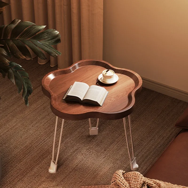 for Simple Modern Creative Folding Small Coffee Table Round Sofa Mini Side Table Movable for Small Apartment Bay Window