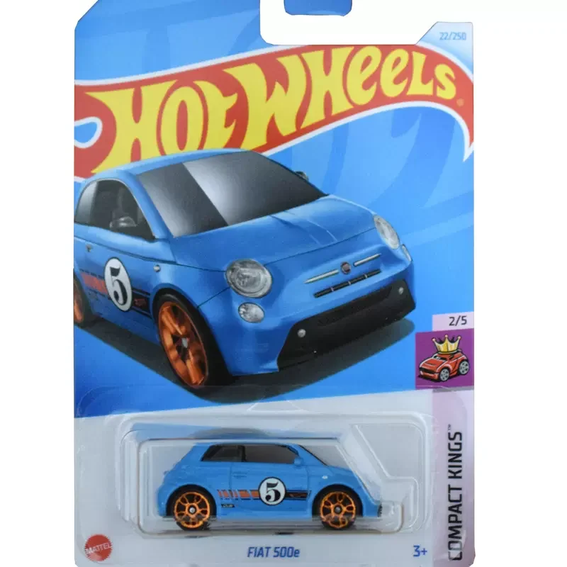 Original 2024 Hot Wheels 1:64 Car Model Mini Blue Cutie Fiat 500e Gift Toys for Boy Alloy Automobile Diecast Compact Kings NO.22