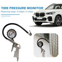 220PSI Car Motorcycle Multifunctional Tire Air Pressure Monitoring Gauge Tester Air Compressor Dial Meter Inflator Pump Tools