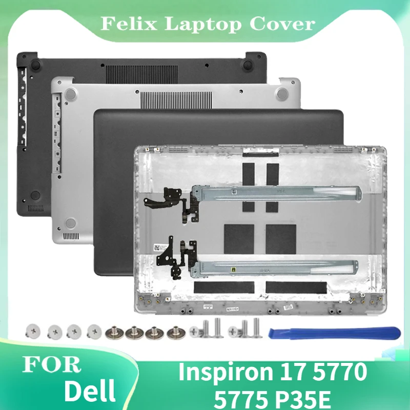 

New Original Laptop LCD Back Cover/Bottom Case/Hinges For Dell Inspiron 17 5770 5775 P35E A D Cover Silver Black