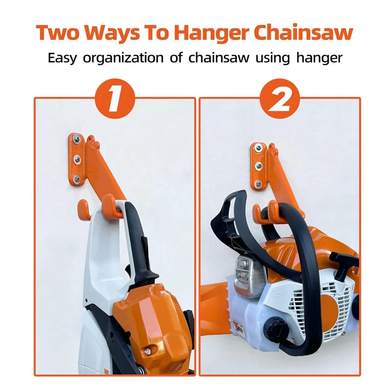 【Livraison rapide】Cintre de scie à chaîne, paquet de 2 supports muraux pour tronçonneuse, support de scie à chaîne, support d'organisateur de hangar de rangement de garage