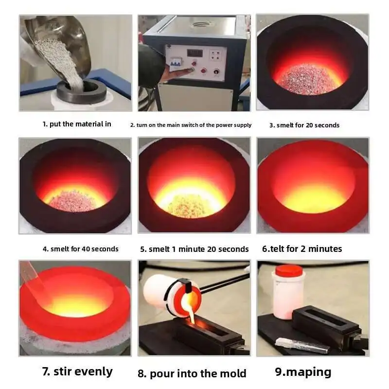Intelligent Machine Precious Metal Gold Silver Copper Smelting Induction Heating Equipment Small Electric Melting Furnace